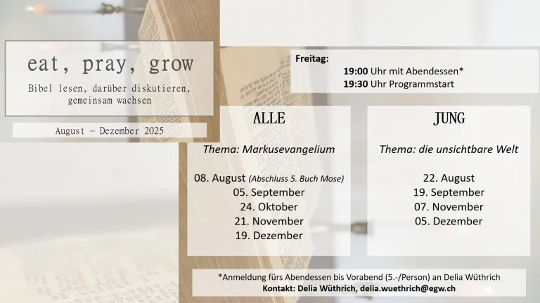 eat, pray, grow - August - Dezember 2025